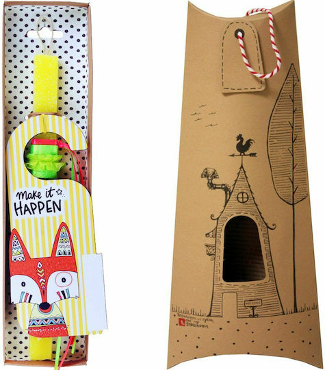 Easter Candle Square with Box Door Sign Fox Yellow