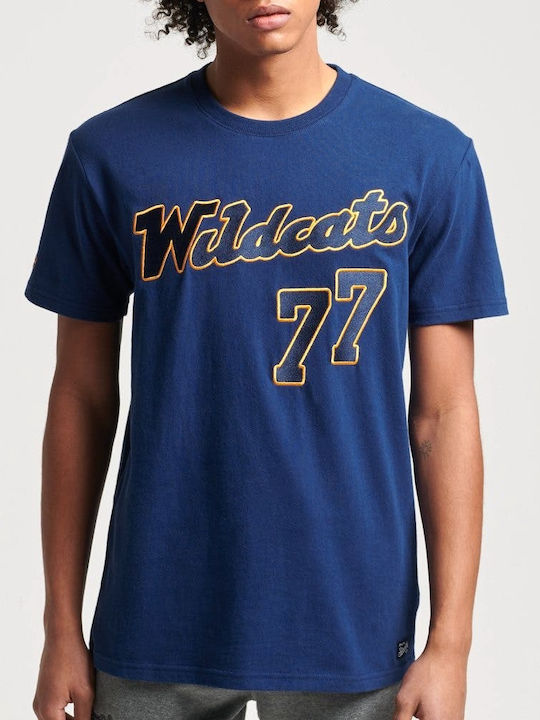 Superdry Ovin Vintage Collegiate Ανδρικό T-shirt Μπλε με Στάμπα