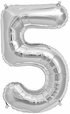 Balloon Foil Jumbo Number 5 Silver 100cm