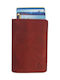 Luxus Δερμάτινο Ανδρικό Πορτοφόλι Καρτών με RFID και Μηχανισμό Slide Κόκκινο
