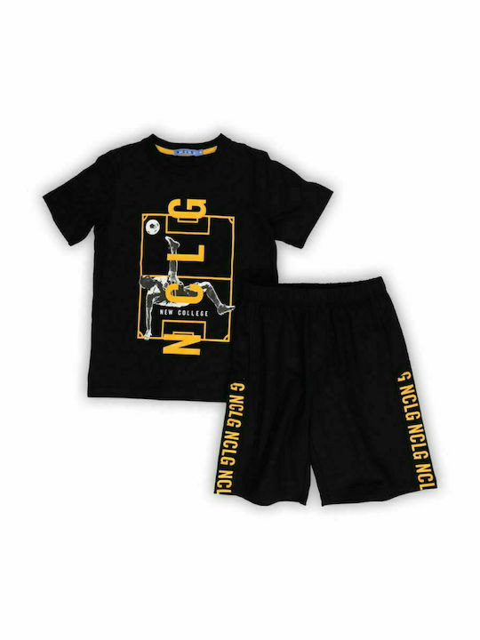 New College Kids Set with Shorts Summer 2pcs Black