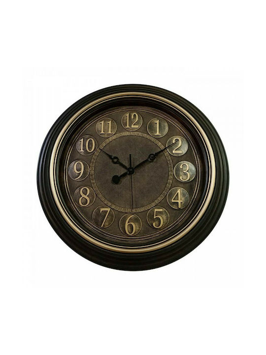 Ankor Ρολόι Τοίχου Αθόρυβο Πλαστικό Αντικέ Καφέ/Χρυσό 50.5cm