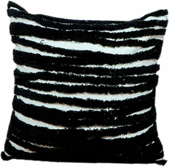 Art et Lumiere Decorative Pillow Case from 100% Cotton White / Black 50x50cm