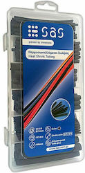 SAS Heat-Shrink Tubing Case with Internal Adhesive and Shrinkage Ratio 2:1 Black 173pcs AK-TH-931