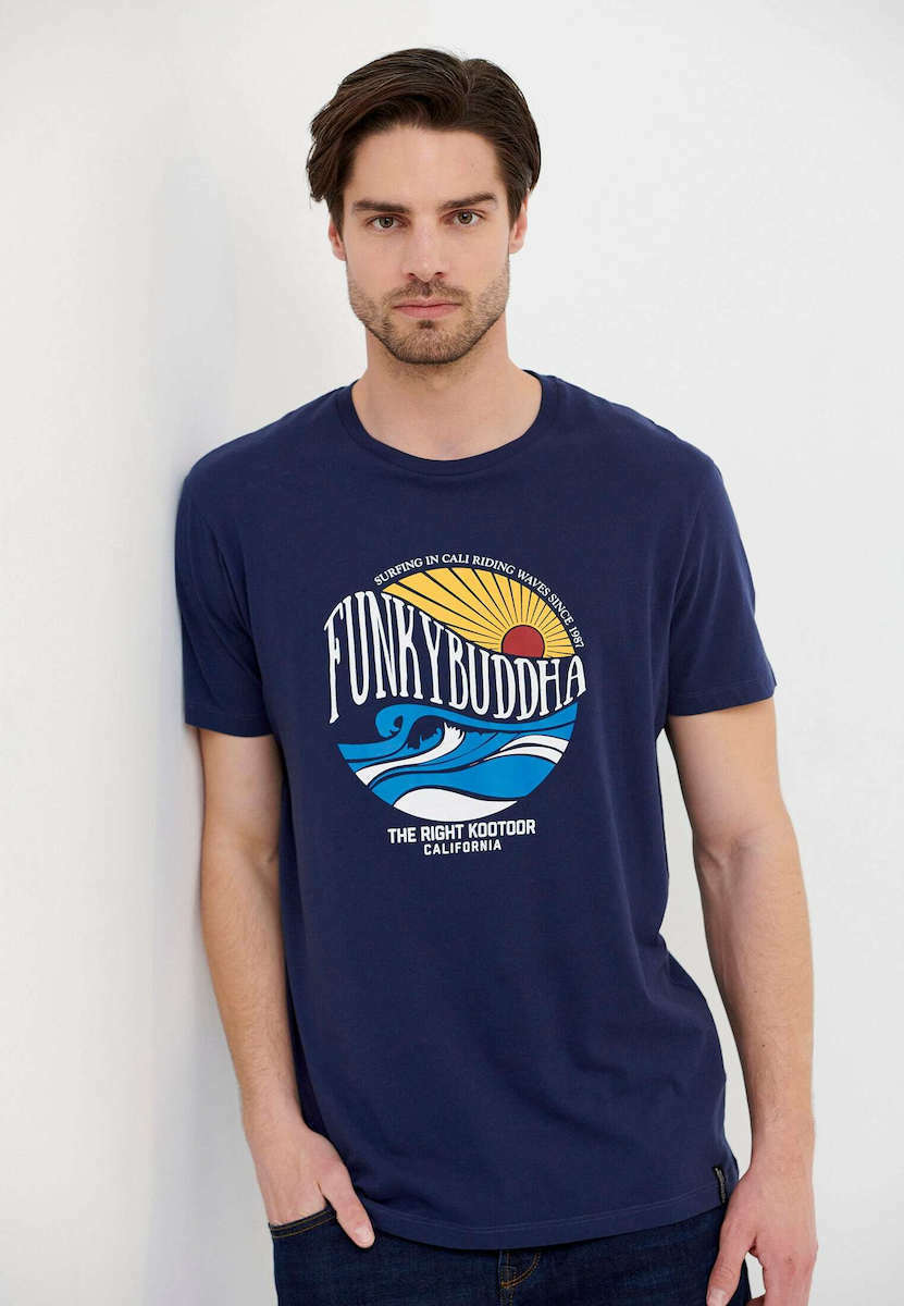 Funky Buddha FBM00537204 Ανδρικό Tshirt Navy Μπλε με Στάμπα Skroutz.gr