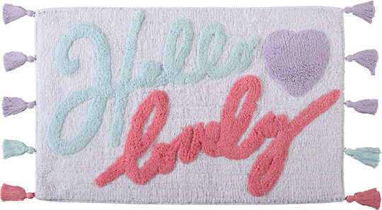 Nef-Nef Homeware Πατάκι Μπάνιου Βαμβακερό Hello Lovely 030767 Λευκό 50x80εκ.