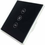 KingArt Recessed Electrical Rolling Shutters Wall Switch Wi-Fi Connected with Frame Touch Button Black KIN-KAP-ROLB