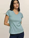 Bodymove -14 Damen Sportlich T-shirt mit V-Ausschnitt Mint