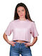 Only Women's Summer Crop Top Cotton Short Sleeve Parfait Pink