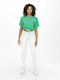 Only Women's Summer Crop Top Cotton Short Sleeve Marine Green