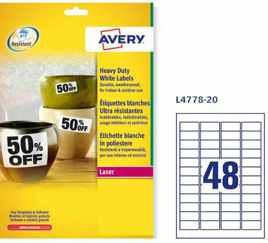Avery 1200 Self-Adhesive Rectangular A4 Labels 45.7x21.2mm