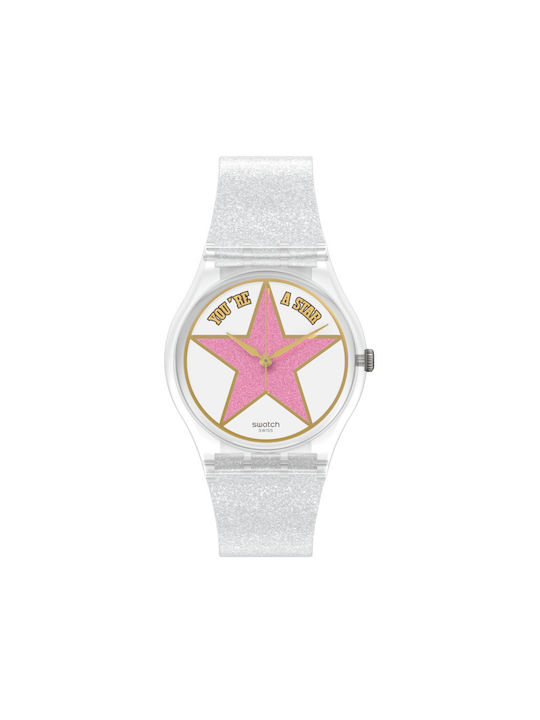 Swatch Star Mom Ρολόι με Λευκό Καουτσούκ Λουράκι