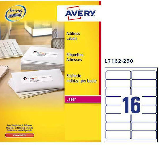 Avery 4000 Αυτοκόλλητες Ετικέτες Α4 Ορθογώνιες 99.1x34mm