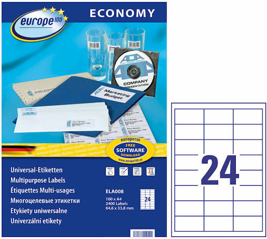 Avery 576 Self-Adhesive Rectangular A4 Labels 64.6x33.8mm