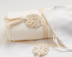 Lina Baby Baptism Towel Set Μακραμέ Εκρού