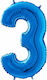 Balloon Foil Jumbo Number 3 Blue 70cm