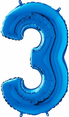 Balloon Foil Jumbo Number 3 Blue 70cm