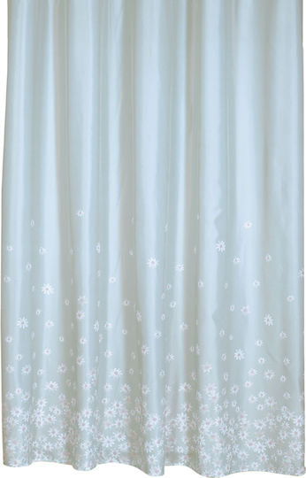Nef-Nef Homeware Daisario Κουρτίνα Μπάνιου Υφασμάτινη με Τρουκς 180x180 cm Aqua