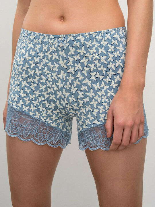 Vamp Sommer Damen Pyjama-Shorts Hellblau