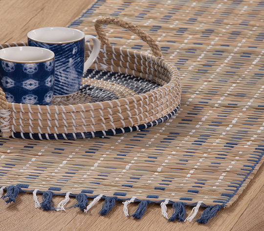 Nef-Nef Homeware Läufer Straw Natural / Blau 45x150cm