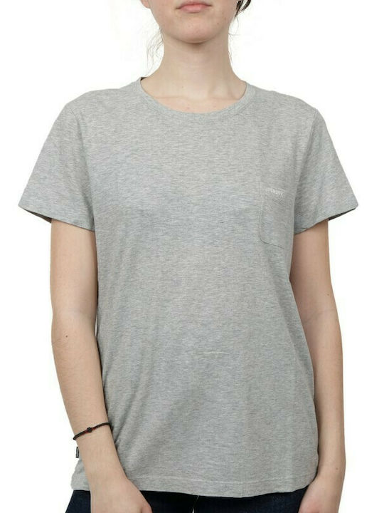 Superdry Damen Sport T-Shirt mit V-Ausschnitt Gray