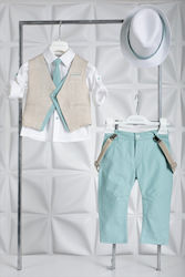 Piccolino Boys Baptism Suit with Vest Silvio -M 6pcs Mint