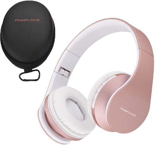 PowerLocus Безжични и Жични Over Ear Слушалки с Радио с 15 Часа Работа Розово Злато