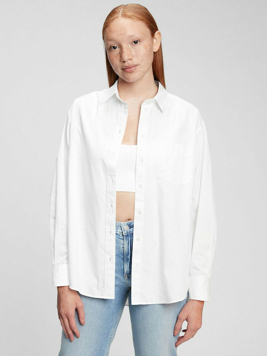 Women's Monochrome Long Sleeve Shirt White