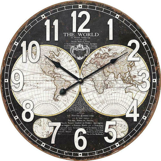 Ankor Globen Wanduhr Hölzernes Schwarz Ø58cm