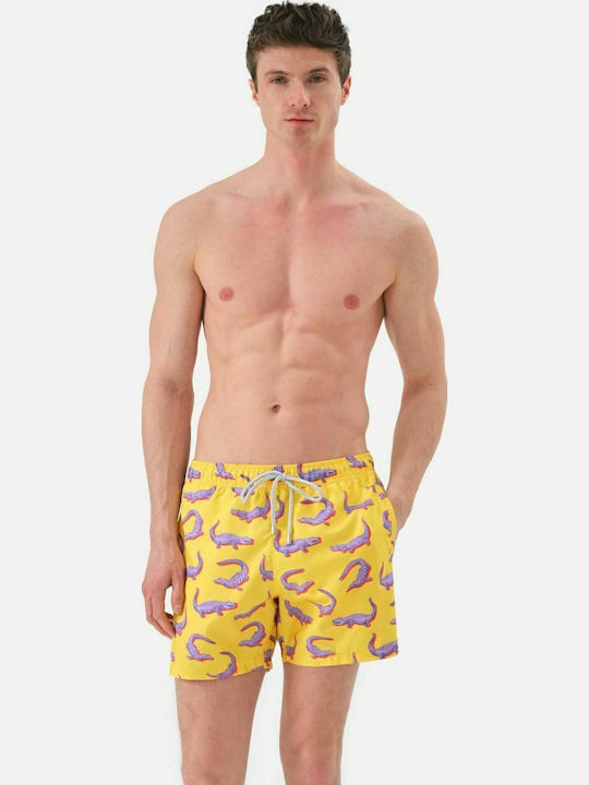 Crocodile Herren Badebekleidung Shorts Gelb mit Mustern