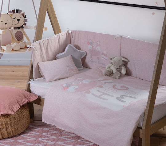 Nef-Nef Homeware Lovely Fox Set Baby Bettlaken Für Krippe Baumwolle Rosa 120x170cm 3Stück