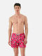 John Frank Orchos Herren Badebekleidung Shorts Fuchsie mit Mustern