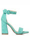 Envie Shoes Women's Sandals with Ankle Strap Turquoise with Chunky High Heel