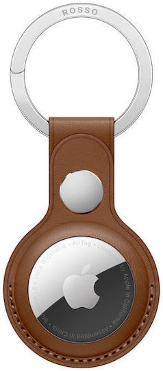 Rosso Element Keychain Case Artifcial Leather for AirTag in Brown color