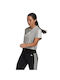 Adidas Women's Athletic Crop Top Short Sleeve Grey Heather