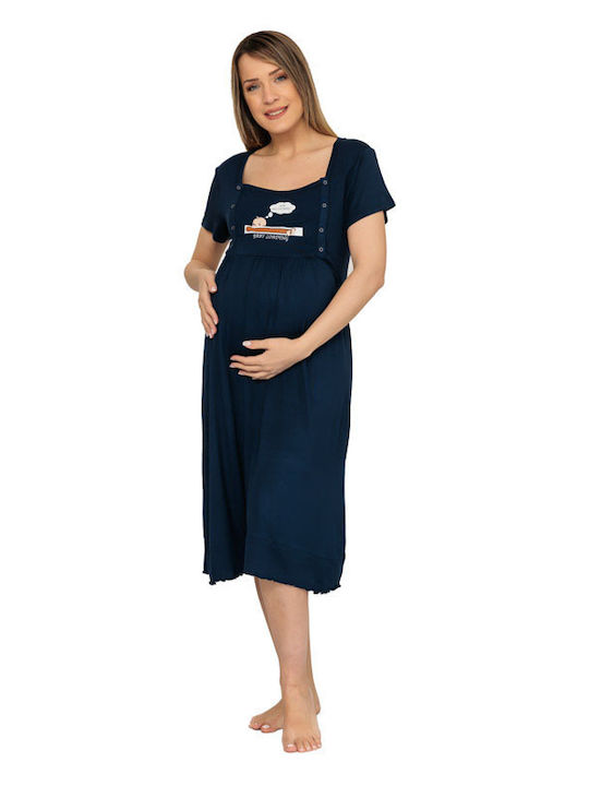 Νυχτικό εγκυμοσύνης και θηλασμού baby loading (28053) - Μπλέ