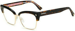 Dsquared2 Women's Prescription Eyeglass Frames Brown Tortoise D2 0024 086