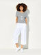 Forel Women's Cotton Capri Trousers White