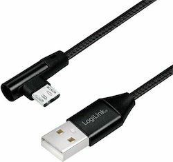 LogiLink Winkel (90°) / Geflochten USB 2.0 auf Micro-USB-Kabel Schwarz 1m (CU0142) 1Stück