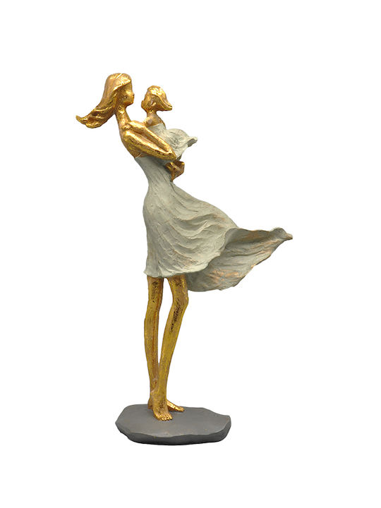 Karvounis Decorative Statuette Polyresin Mother with Baby in Gold/Electric 20x8x31cm 1pcs