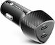 Forcell Автомобилен Заряден Устройство 40W Бързо Зареждане с 2x USB-C Порта Черен Цвят