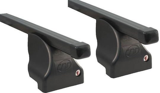 Cam Cam Car Roof Bars Metallic 112cm for Alfa Romeo Alfa 145 3D Set with Roof Rack Legs Black