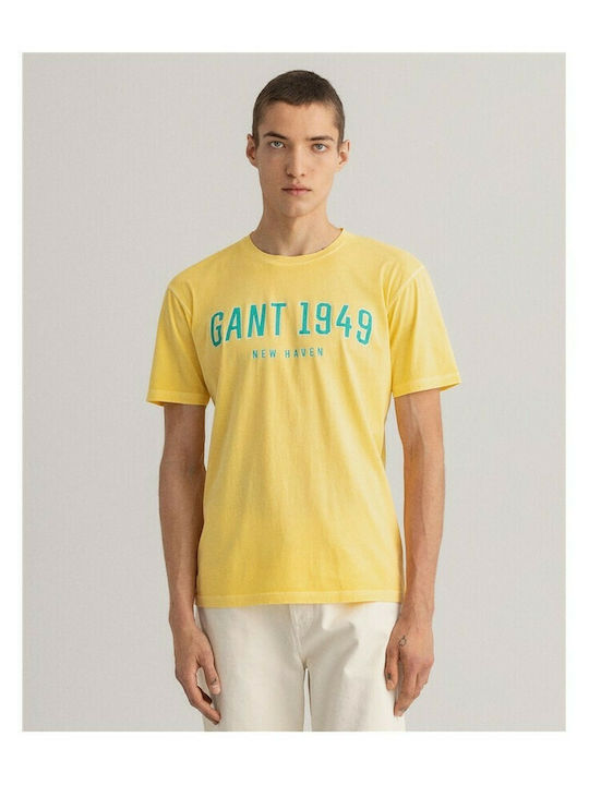 Gant Ανδρικό T-shirt Κίτρινο με Λογότυπο