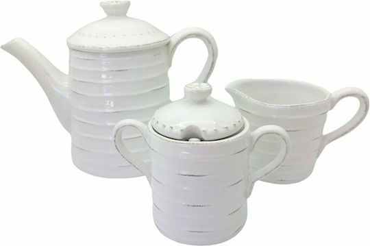 Porcelain Milk Jug - Sugar Bowl Set White 3pcs