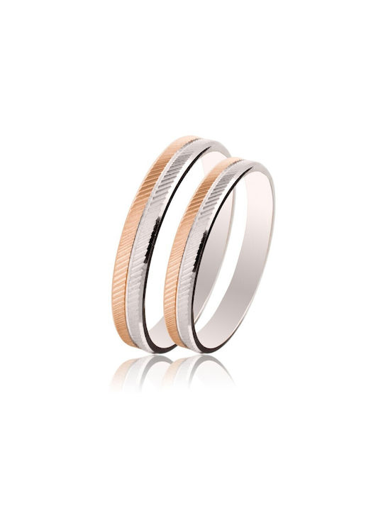 Rose Gold/White Gold Ring SL12G Slim MASCHIO FEMMINA 9 Carat Ring Size:41 (Set Price)