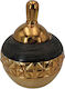 Karvounis Ceramic Sweet Jar with Lid Brown/Gold 15.5x15.5x19.5cm
