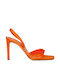 Sante Fabric Women's Sandals Orange with Thin High Heel