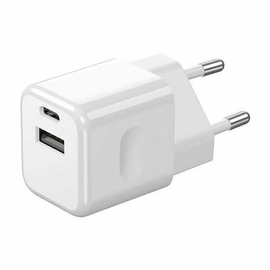 V-TAC Încărcător fără cablu cu port USB-A și port USB-C 30W Livrarea energiei Alb (VT-5330)