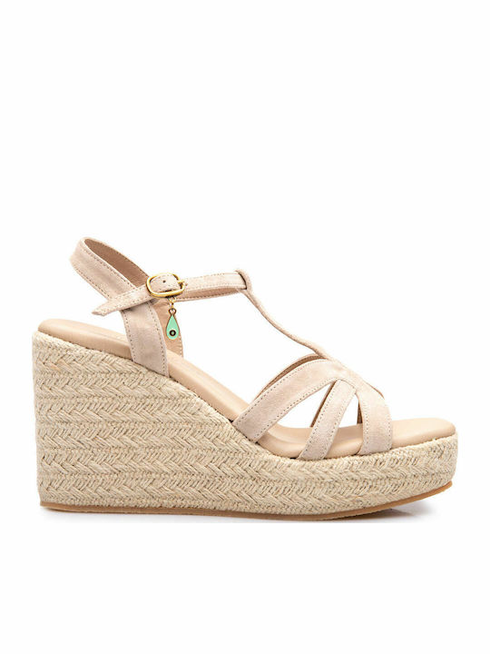 Damenplattformen Beige