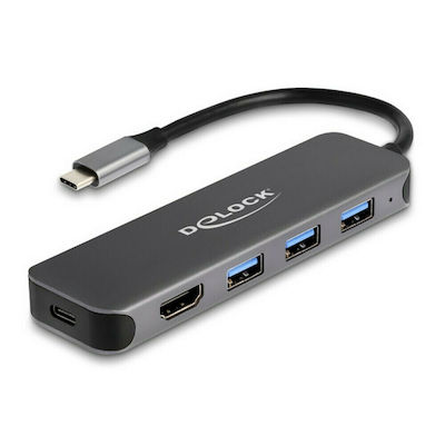 DeLock USB-C Docking Station με HDMI 4K PD Γκρι (64171)